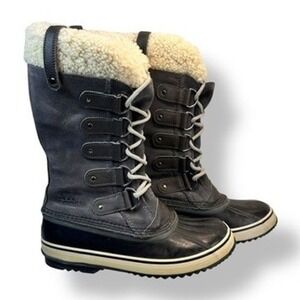 Sorel Women's Winter Snow Boots Gray 9.5 Waterproof Lace Up Tall Boots